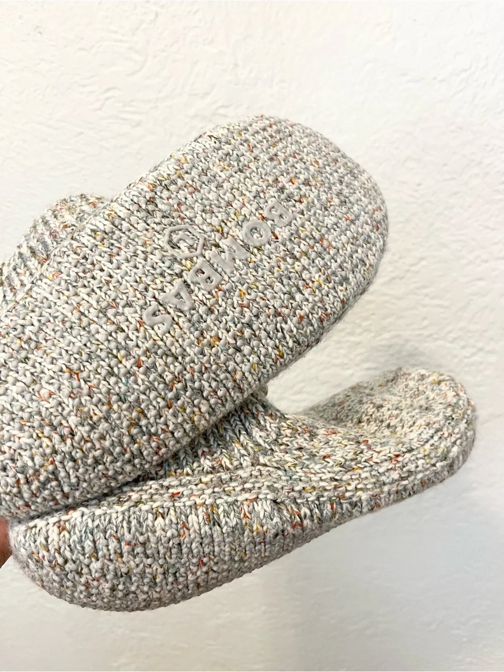 BOMBAS Gripper Slippers Sherpa Lined Beige Knit Adult Large L